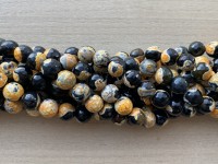 10mm perler af gul og sort agat