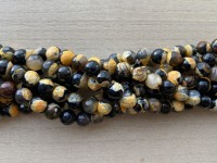 8mm perler af gul og sort agat