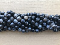 8mm perler af stribet sort agat 