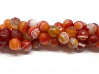 10mm facetslebne stribede orange perler