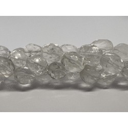 Klar krystal, facetslebne nuggets ca 12x16mm, hel streng 
