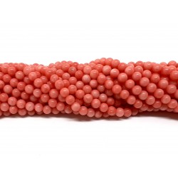 Pink koral, rund 4mm, hel streng