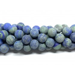 Chrysocolla farvet Lapis Lazuli, mat rund 12mm