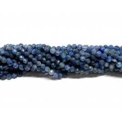 Naturlig blå kyanit, facetslebet rund 3mm, hel streng