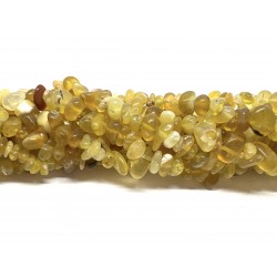 Gul opal, chips perler 5x8mm, 80cm streng