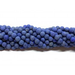 Lapis Lazuli, mat rund 6mm, hel streng