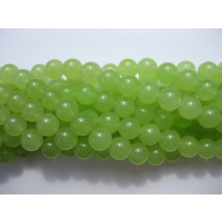 Farvet jade, lys lime grøn rund 8mm, hel streng