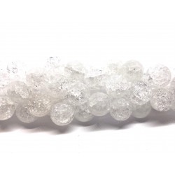 Krakkeleret krystal (OBS læs beskrivelse), rund 12mm, hel streng