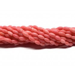 Pink koral, risformet 3x6mm, hel streng