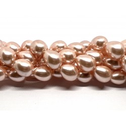 Rosa shell pearl, dråbe 12x15mm, hel streng
