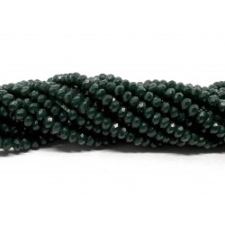 Mørk grøn farvet jade, facetslebne rondeller 3x4mm, hel streng