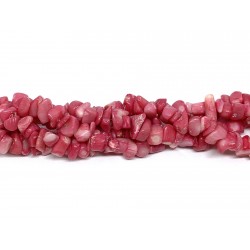 Pink koral chips perler 5x8mm, 80cm streng