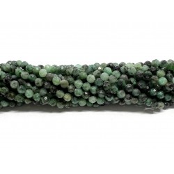 Smaragd, facetslebet rund 3mm, hel streng