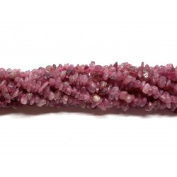 Pink turmalin, chips perler 3x5mm, 40cm streng