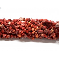 Rød koral, chips 5x8mm, 80cm streng