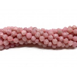 Pink opal jaspis, cut nuggets 6mm, hel streng