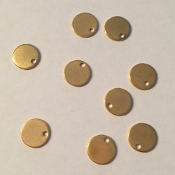 Stål vedhæng, guldfarvet mønt 6mm, 10 stk