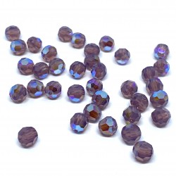 Swarovski crystal, Cyclamen Opal Shimmer, 6mm facetslebet rund