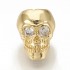 Skull perle med zirkoner, guldbelagt 11,5x9,5mm