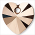 Swarovski Crystal Passions, crystal rose gold 2x,14x14mm Xilion heart, 1 stk