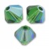 Swarovski crystal 4mm bicone, Dark Moss Green AB, 10 stk