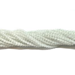 Bjergkrystal, mat rund 2mm, hel streng - Hvide
