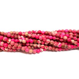 Pink impression jaspis, rund 4mm, hel streng - Sorter efter farve