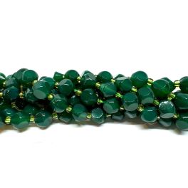 Naturlig Braziliansk grøn agat, slebne terninger 8mm, hel streng - 