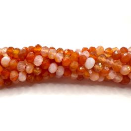 Naturlig rød stribet agat, facetslebne rondeller 4x6mm, hel streng - Nyheder