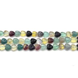 Regnbue flourit, hjerte perler 10mm, hel streng - 