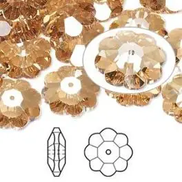 Swarovski® crystal, 14mm marguerite lochrose flower, Crystal golden shadow - Marguerite flowers