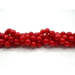 Rød koral, rund 8mm, hel streng - Koral (ægte, farvede)