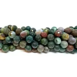 Fancy jaspis, facetslebet rund 10mm (128 facetter), hel streng - 