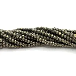 Pyrit, facetslebne rondeller 2x3mm, hel streng - Pyrit