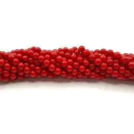Rød koral, rund 4mm, hel streng - Røde