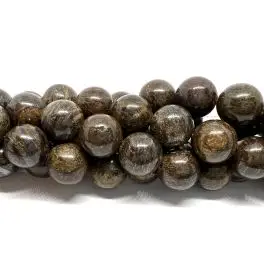 Bronzit, rund 12mm, 7 perler - Bronzit