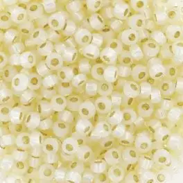 Miyuki Rocailles seed beads, 11/0 Dyed Butter Cream Silver Lined Alabaster  (577) - 