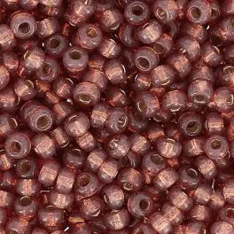Miyuki Rocailles seed beads, 11/0 Dyed Rose Bronze Silver Lined Alabaster  (641) - 