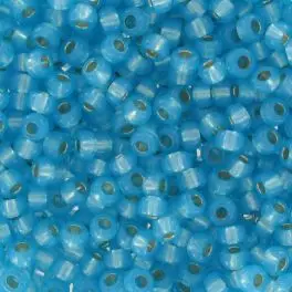 Miyuki Rocailles seed beads, 11/0 Dyed Aqua Silver Lined Alabaster (647) - 