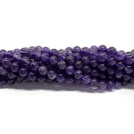 Ametyst, rund 4mm (B), hel streng - 