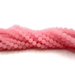 Lyserød farvet jade, mat rund 6mm, hel streng - Pink