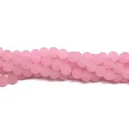 Lyserød farvet jade, mat rund 8mm, hel streng - Pink