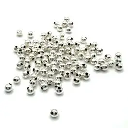 3mm sølv farvede perler, 100 stk - Udsalg
