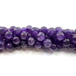 Ametyst, rund 10mm, hel streng - 