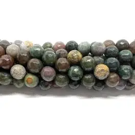 Fancy jaspis, facetslebet rund 8mm, hel streng - 