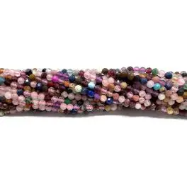Mix sten, facetslebet rund 2mm, hel streng - 