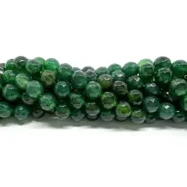 Grøn agat, facetslebet rund 8mm, hel streng - 