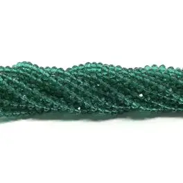 Facetslebne glasperler, smaragd grøn 2x3mm - 