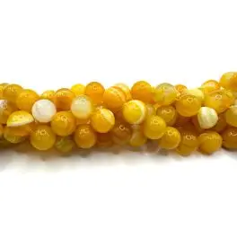 Gul stribet agat, rund 12mm, hel streng - 