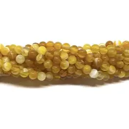 Gul stribet agat, rund 6mm, hel streng - 